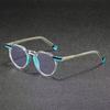 TR90 Frame Plug-in Anti Blue Light Glasses European and American Minimalist and High-end Round Frame Color Blocked Flat Lens
