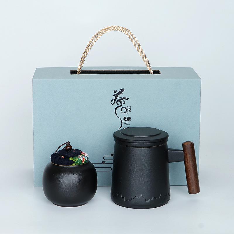 Ceramic Tea and Water Separation Office Mug - Simple Brewing Cup for Business Gifts