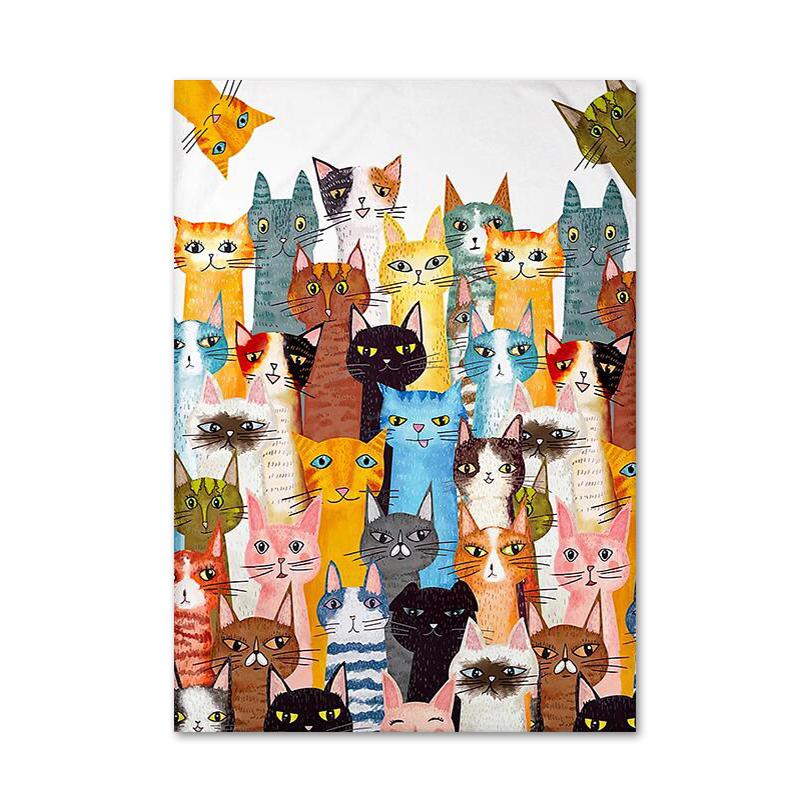 

Веселі милі тварини. Барвисті коти. Полотняні постери та принти. Сучасний живопис. Настінні картини. Для прикраси дитячої кімнати. Подарунки. 30x40cm No Framed