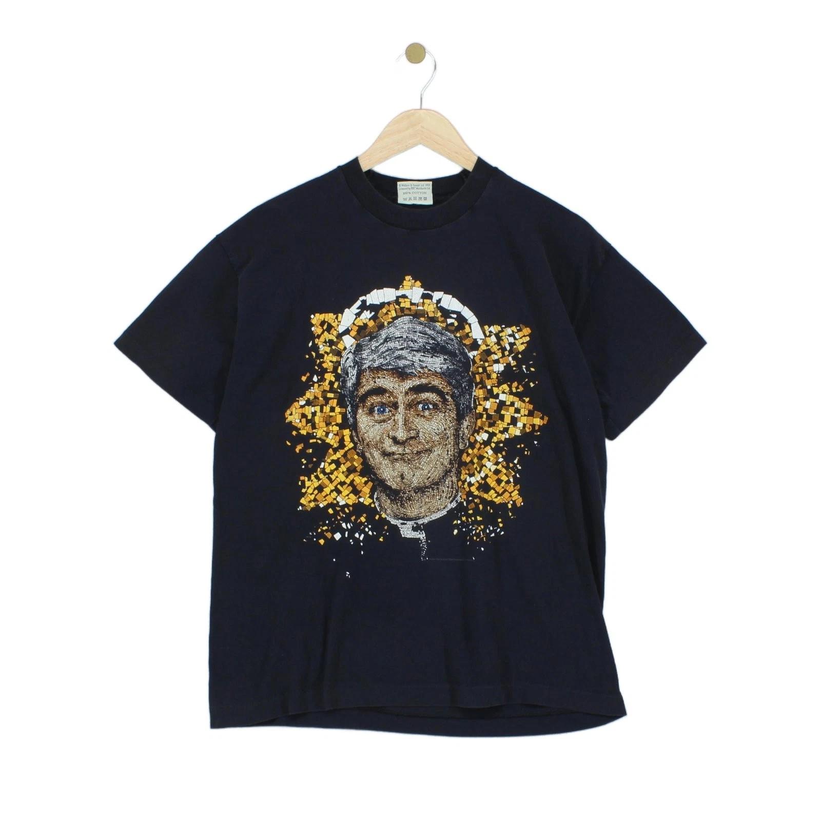 

Vintage Father Ted T-Shirt Mens Size L Black Graphic Single Stitch 4XL
