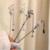 1Pc Ink Wash Pine Leaves Gift Apparel Decoration Ancient Style Tassel Hairpin Exquisite Alloy Ink Wash Rose Headdress
