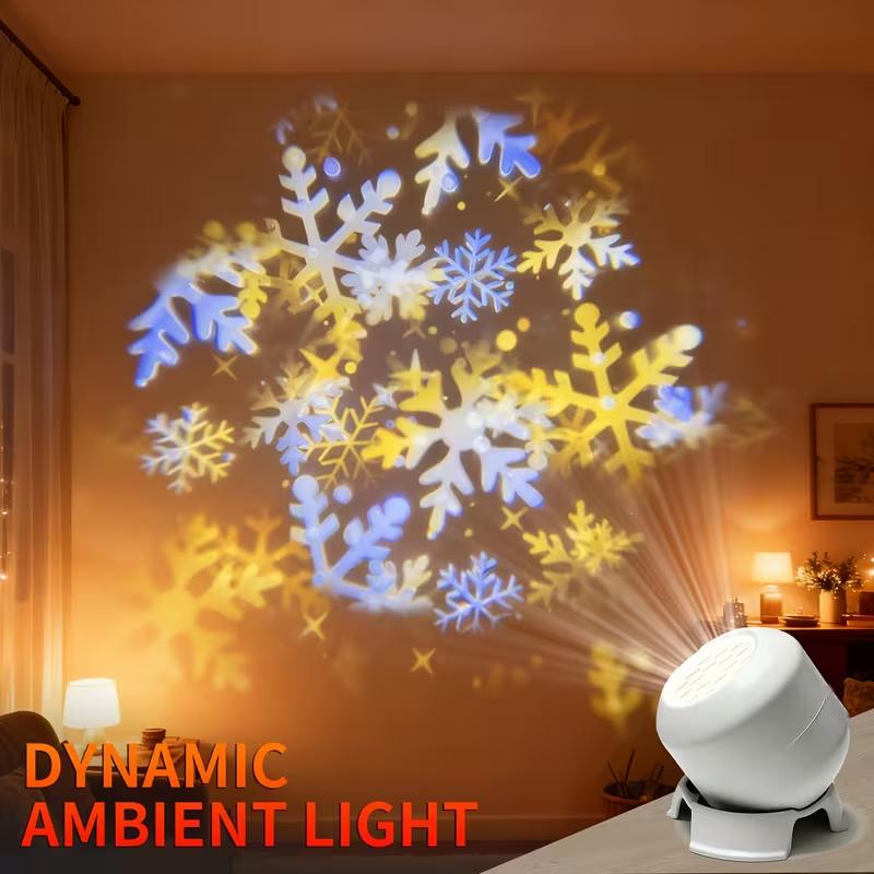 LED Ocean Projector Light 360° Rotating Dynamic Night Light USB Powered Ambient Lamp Decorative Lighting for Game,Living Room
