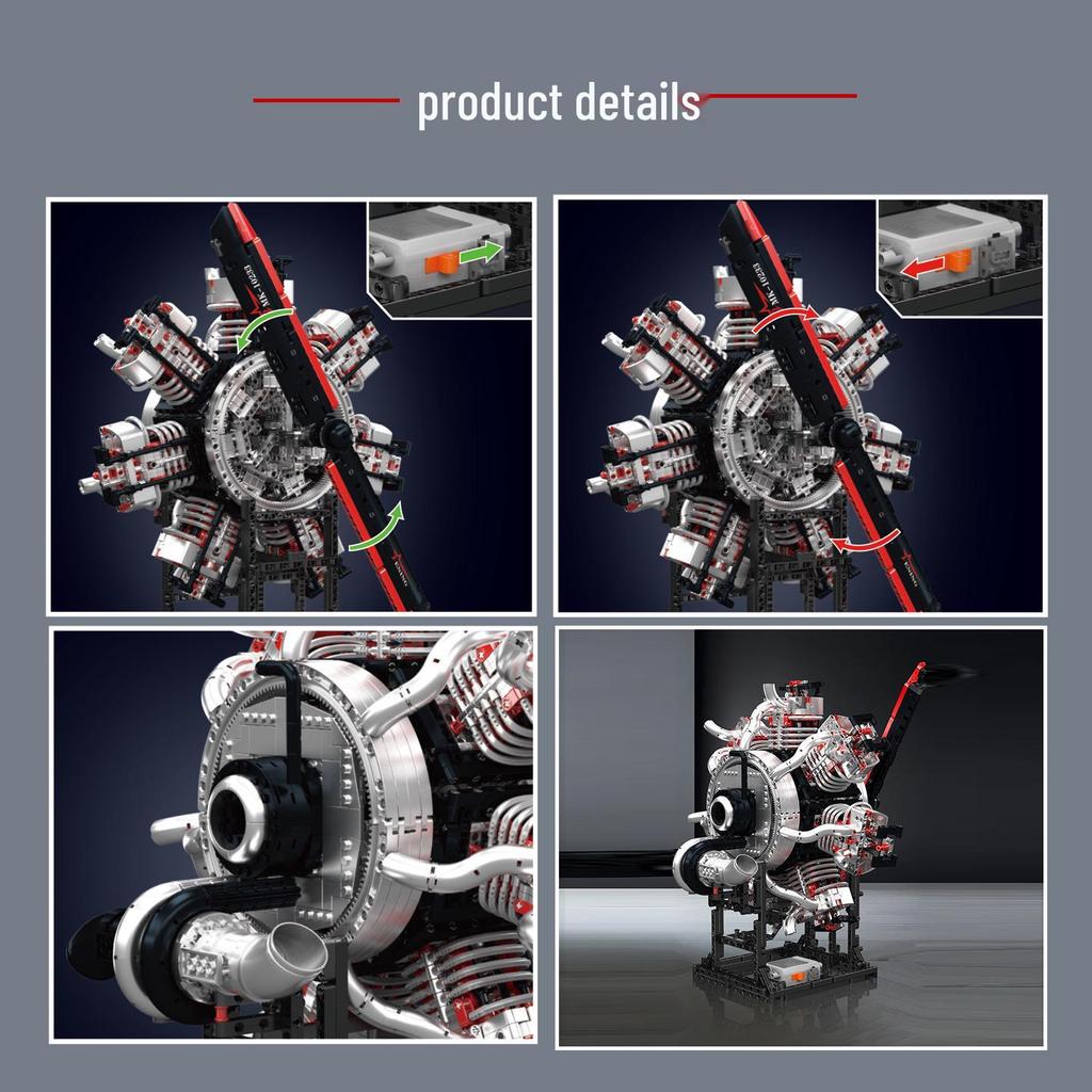 Yuxing King 10233 Star-shaped Aircraft Engine Building Blocks Model - Educational Toy for Boys, Birthday Gift