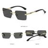 New Fashion Rimless Square Sunglasses Cut Edge UV400 Leopard Decorative Shades Gradient Lens Sun Glasses for Women & Men