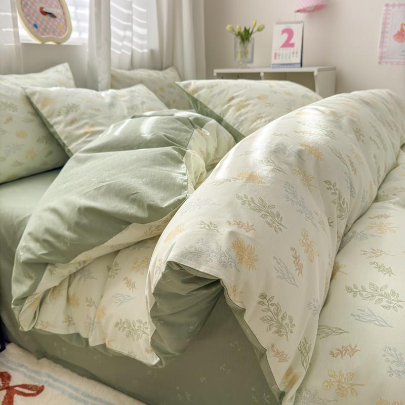 Set de lenjerie de pat de lux cu imprimeu floral, 3 piese, 100% bumbac, set husă de pilotă cu 2 fețe de pernă - Rezistent la șifonare, Respirabil pentru toate anotimpurile