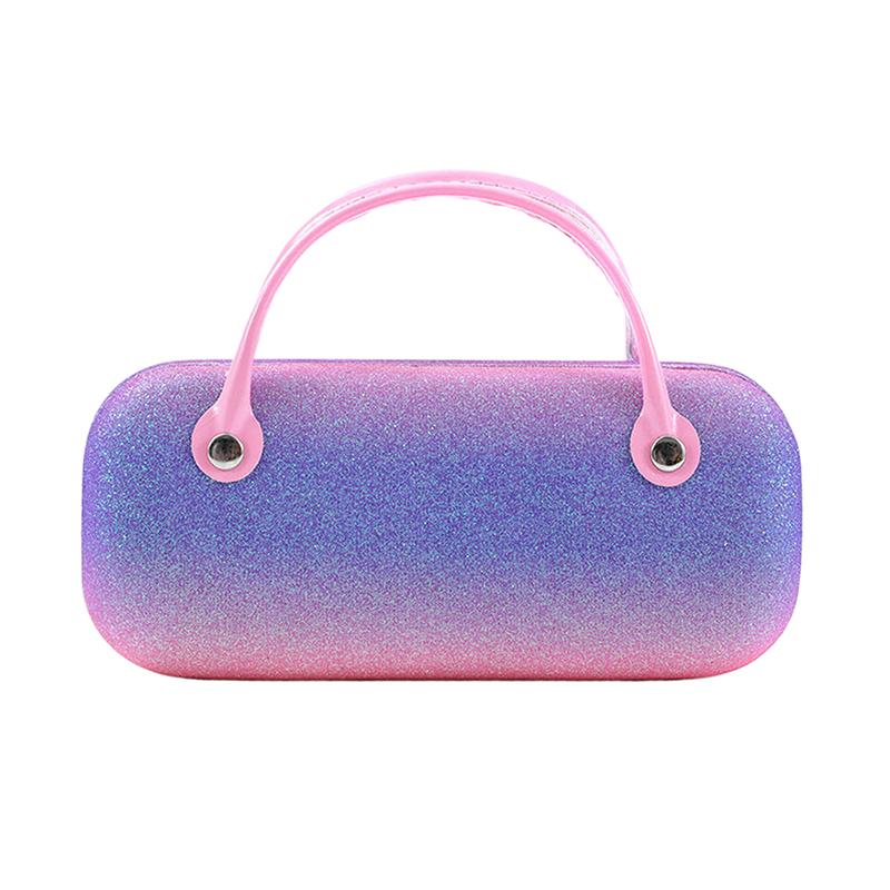 Y2K Color Block Rainbow Glasses Case Cool Cute Handbag Inspired Eyeglasses Jewelry Box Storage Bag Container With Handle
