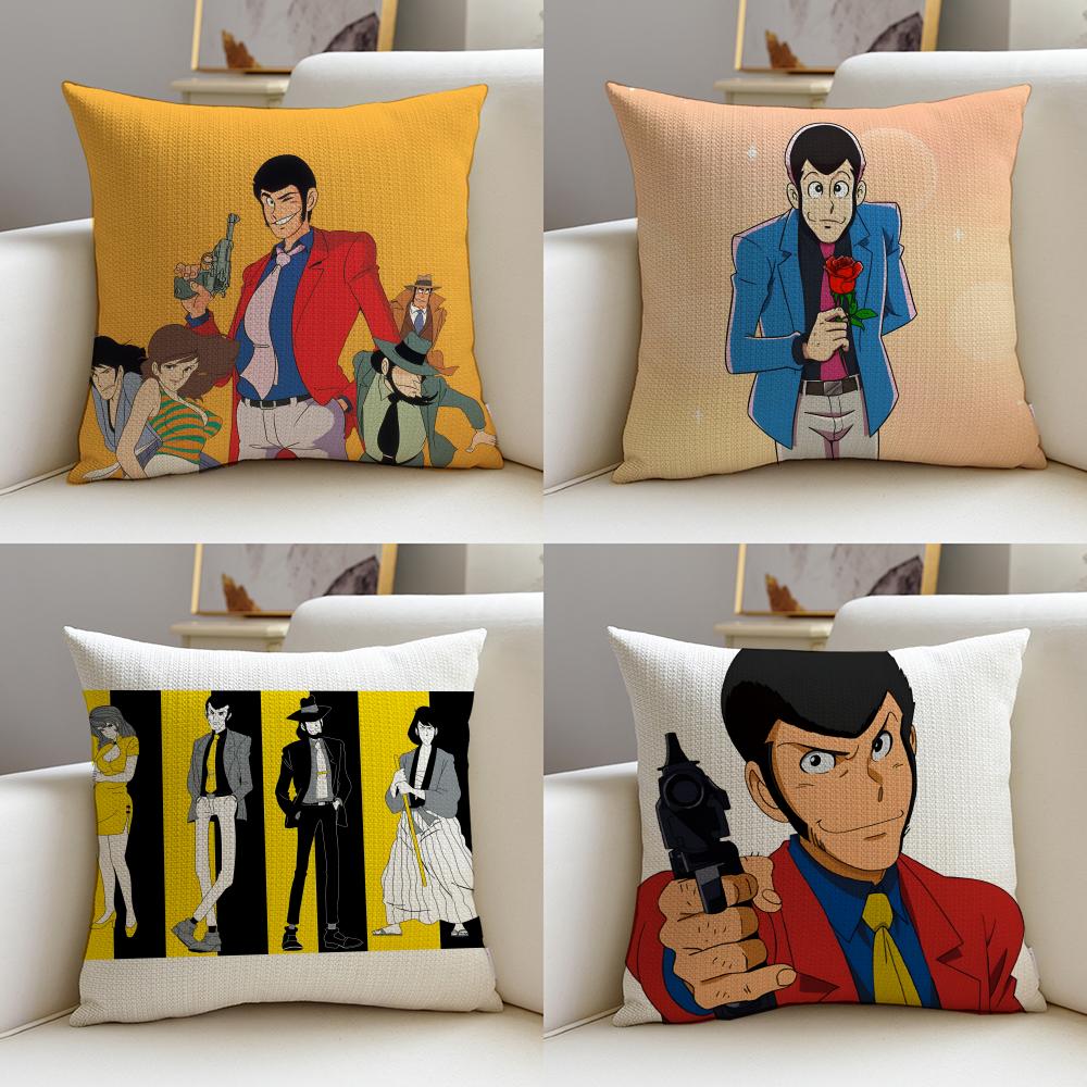 Classic LLupin the ThirdS Cushion Cover Breathable and skinfriendly linen pillowcase square removable and washable cushion