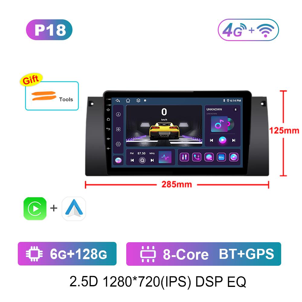 9 Inch Android OS Carplay Car Radio Multimedia Player for BMW E53 X5 2000 - 2007 GPS Navi WiFi IPS Touch Screen DSP Stereo 4G BT