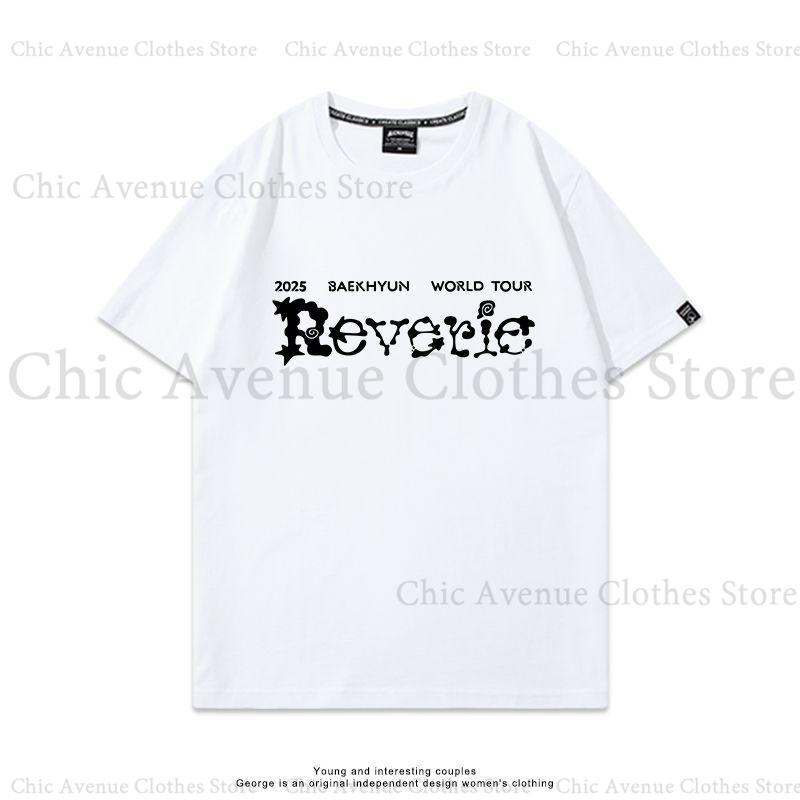 BAEK HYUN Reverie Concert Print Tshirt for Fans Casual Summer Tops Cotton Short Sleeve Tee Daily Clothing T Shirts for Women S
