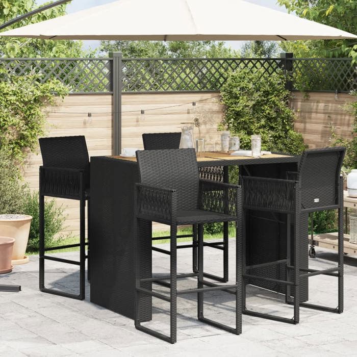 VidaXL Table de bar de jardin avec dessus en bois d'acacia noir 145x80x110 cm, table d'extérieur, table à manger de jardin, 368698