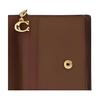 COACH Snap Wallet Iconic Coated Canvas With Smooth Leather Card Holder Regular Women's Gold & Khaki & Multicolor CR939-IME7V