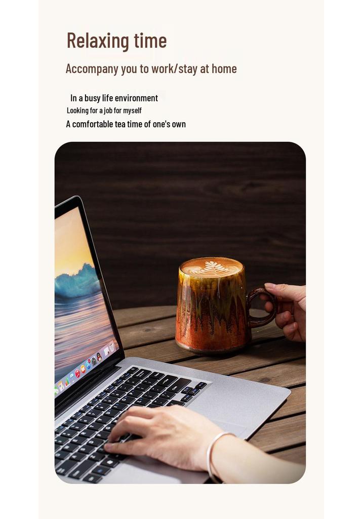 Retro Ceramic Coffee Mug - Large Capacity Coarse Pottery Water and Beer Cup, Light Luxury Design for Home or Office Use