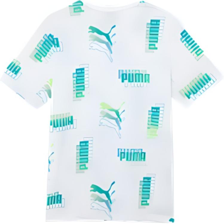 Puma All Over Logo Breathable Crew Neck Short Sleeve T-Shirt Men Tops White 671732-02