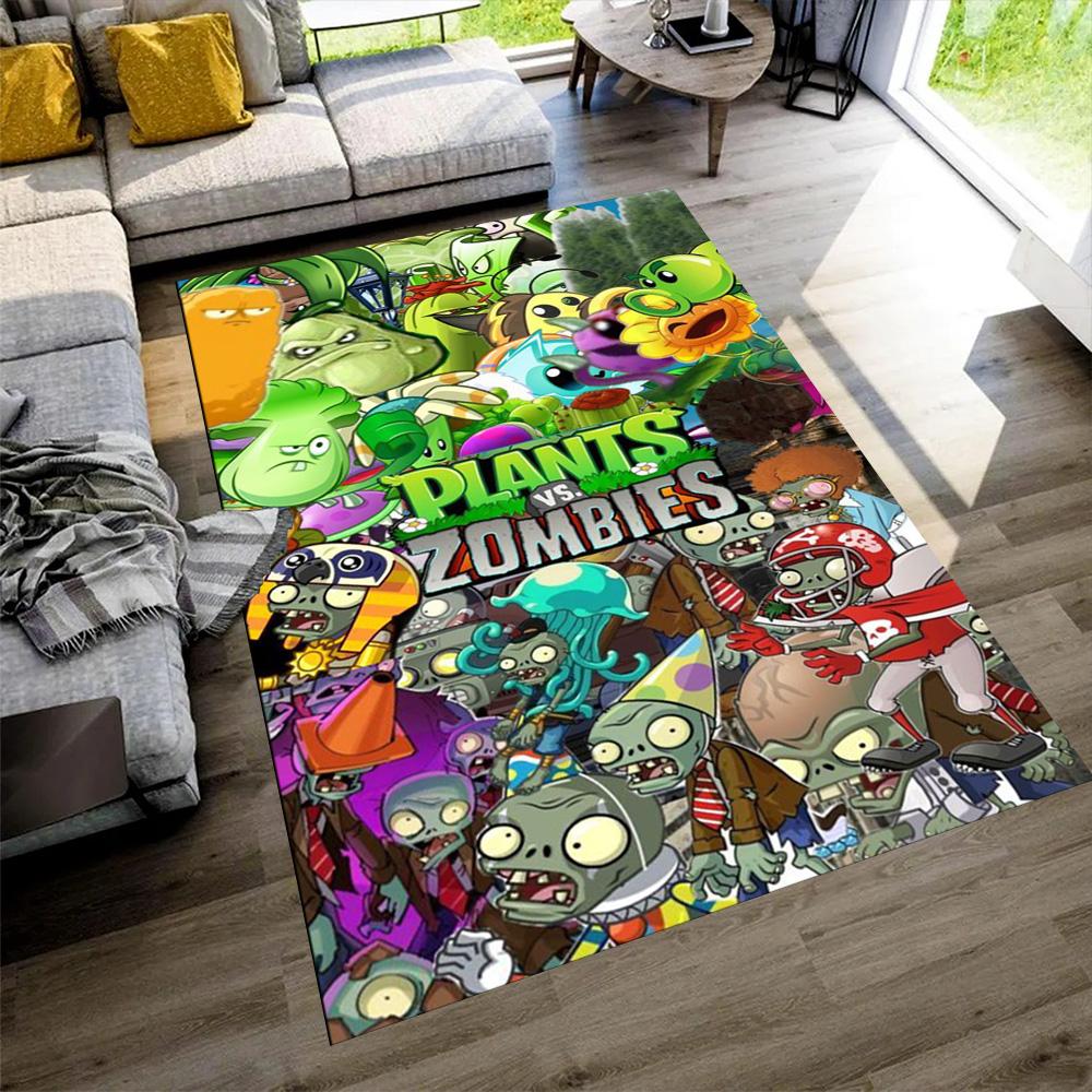 Plants Vs. Zombies Floor Mat Suitable for Decorate Room Study Room Balcony Bedrooms Anti-slip Rug Anime Office Decor