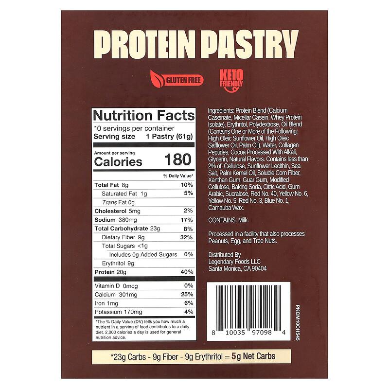 Protein Pastry, Chocolate Cake, 10 Pack, 2.2 Oz (61 G) Each
