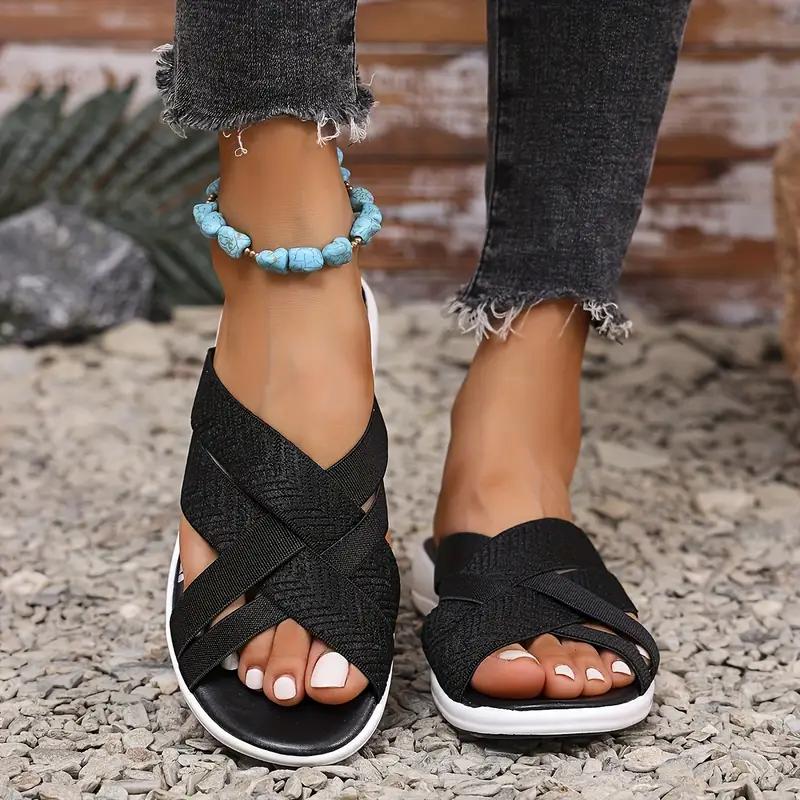 Ladies' Orthotic Arch Support Slippers, Soft Fabric Upper, Thick Anti Slip Rubber Sole, Comfortable and Casual Beach Shoes for All Seasons