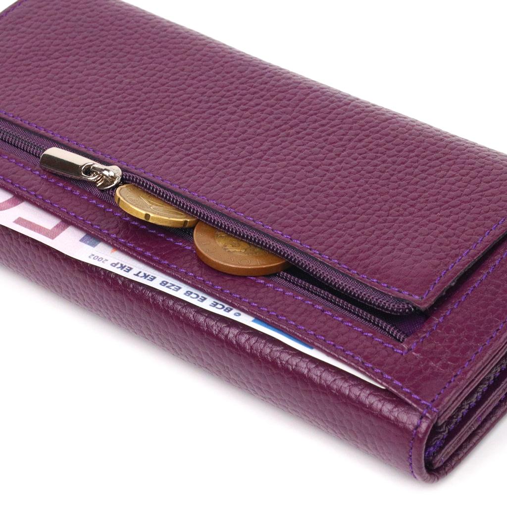 Geräumige Damenbrieftasche aus genarbtem Echtleder CANPELLINI Wallet 21630 Lila