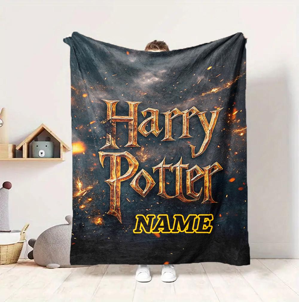 Custom Name Harry Potter Flannel Blanket Throw Blanket Soft Warm Sofa Bed Home Decor Unique Gift