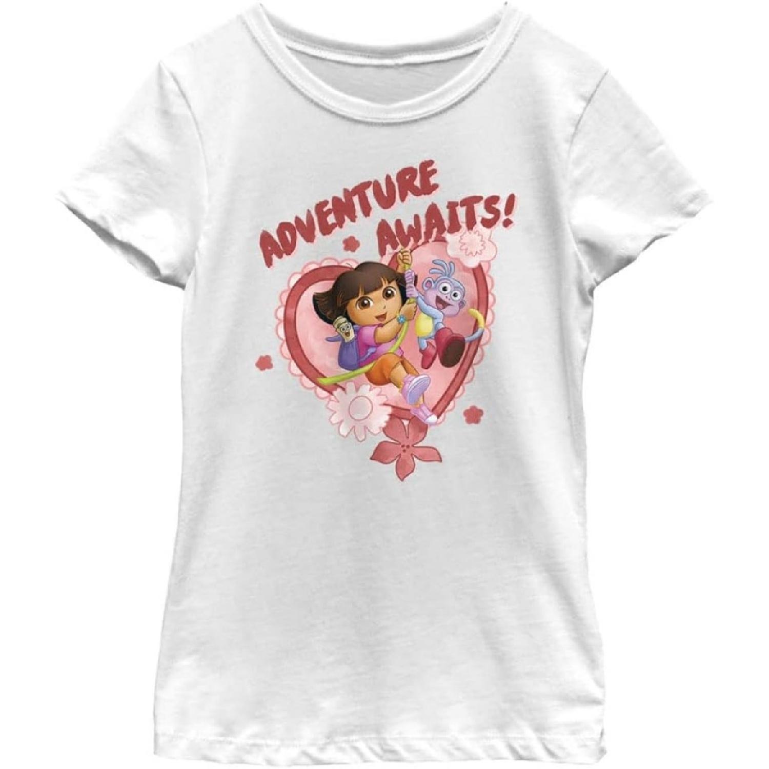 Nickelodeon Explorer Dora Loves Adventure Girls Short Sleeve Tee Shirt XXXXXL белый