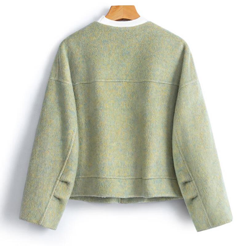 Women's Round Neck Single-Breasted Double-Faced Wool Coat