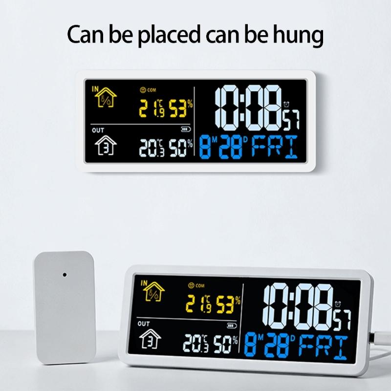 High Precise Digital Wall Clock With Multiple Temperature Humidities Display Simple LCD Room Clock For Living Room