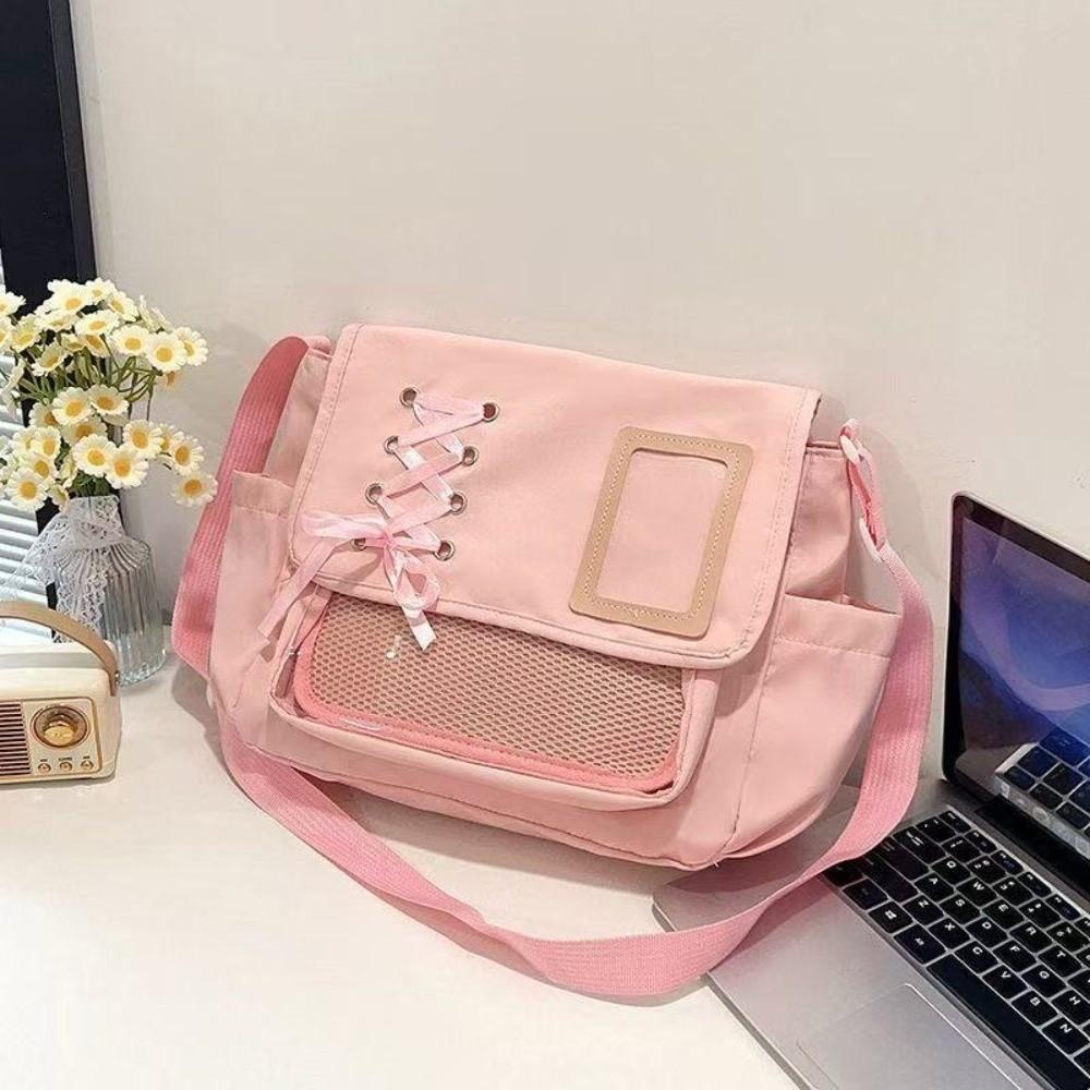 Waterproof Nylon Shoulder Bag Lightweight Messenger Handbag College Style Crossbody Bag Daily Use