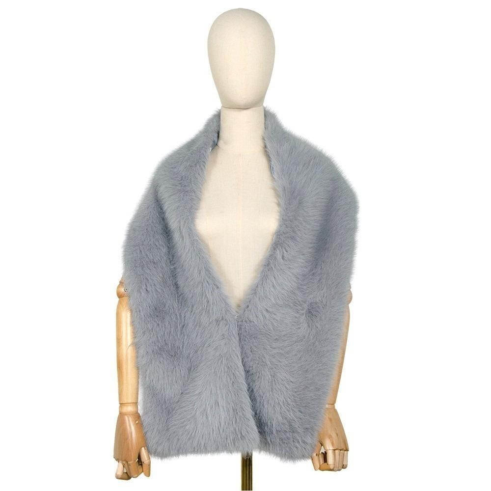 

Однотонные шарфы из искусственного меха в корейском стиле, на плечи для невесты, искусственный воротник, плюшевая шаль, осень/зима серый