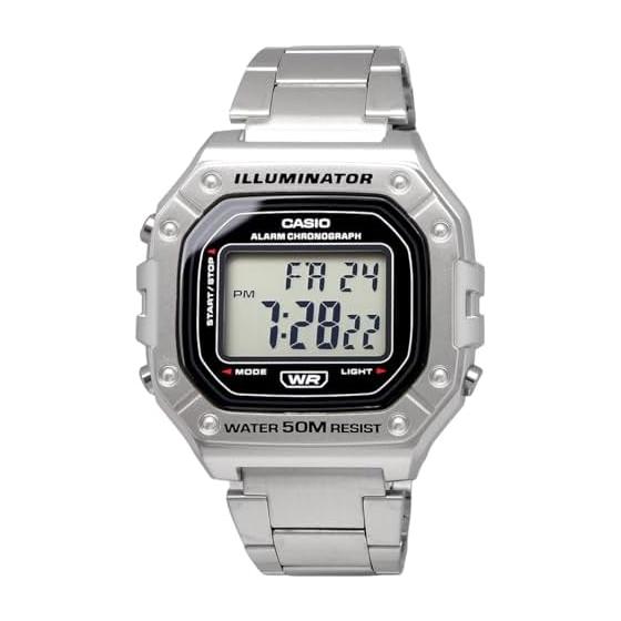 [Casio] CASIO Standard Digital Watch W-218HD-1AV Men's Cheap Casio Chipkashi Metal Band Silver Overseas Model [Parallel Import]