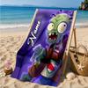 Custom Name Zombies Invasion Galactic Heroes Beach Towel Microfiber Beach Towel, Lightweight and Quick-Dry, for Summer Travel, Swimming Pool Gift