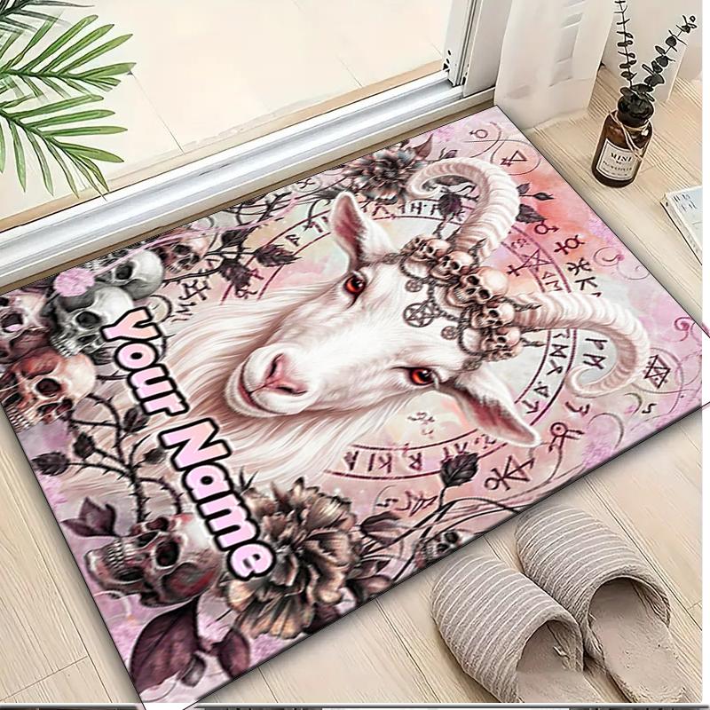 1PC Custom Name "Magickal Goat's Crown" Theme Floor Mat Ideal for Living Room, Game Rooms, Office, Bedroom,Floor Mat Playful Design