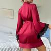 Sexy Nightgown Medium Bathrobe Sex Pajamas Women's Long-sleeved Women's Satin Clothing