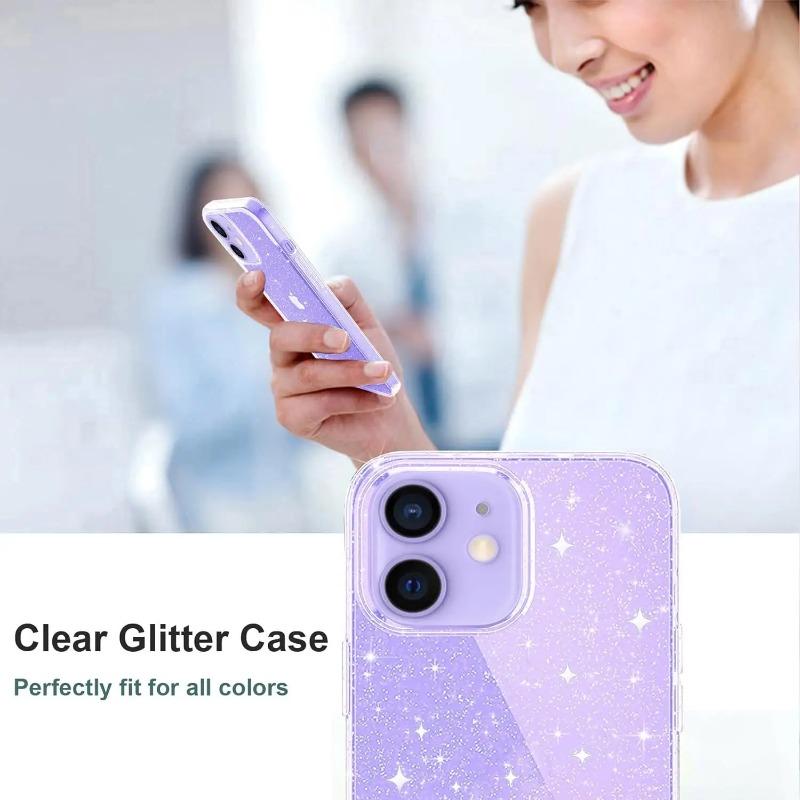 Glitter Clear Phone Case For iPhone 17 Air 16 15 Pro Max 14 Plus 13 Mini 12 11 16 E Transparent Women Girls Soft TPU Cover