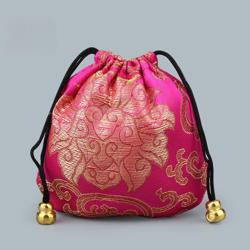 18 Brocade-Style Drawstring Bags for Buddhist Beads Bracelets & Cultural Play