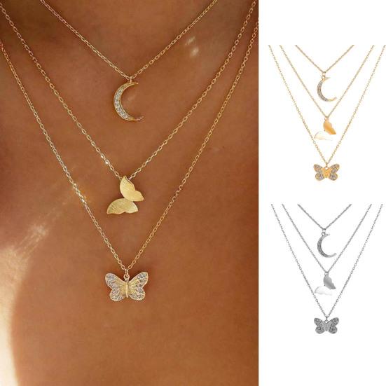 

Women Necklace Multi-layered Solid Color Sturdy Stainless Colorfast Decorative Anti-rust Butterflies Shape