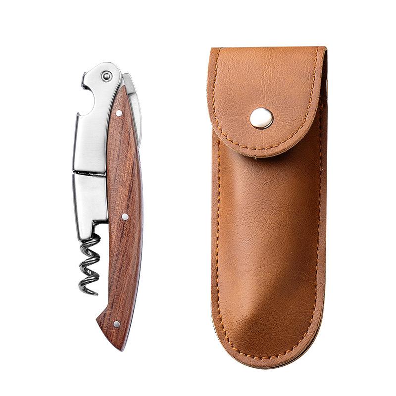 Stainless Steel Corkscrew Wine Key Beer Bottle Opener Foil Cutter Wood Handle Openers Waiters Wine Knife Corkscrews Sommelier