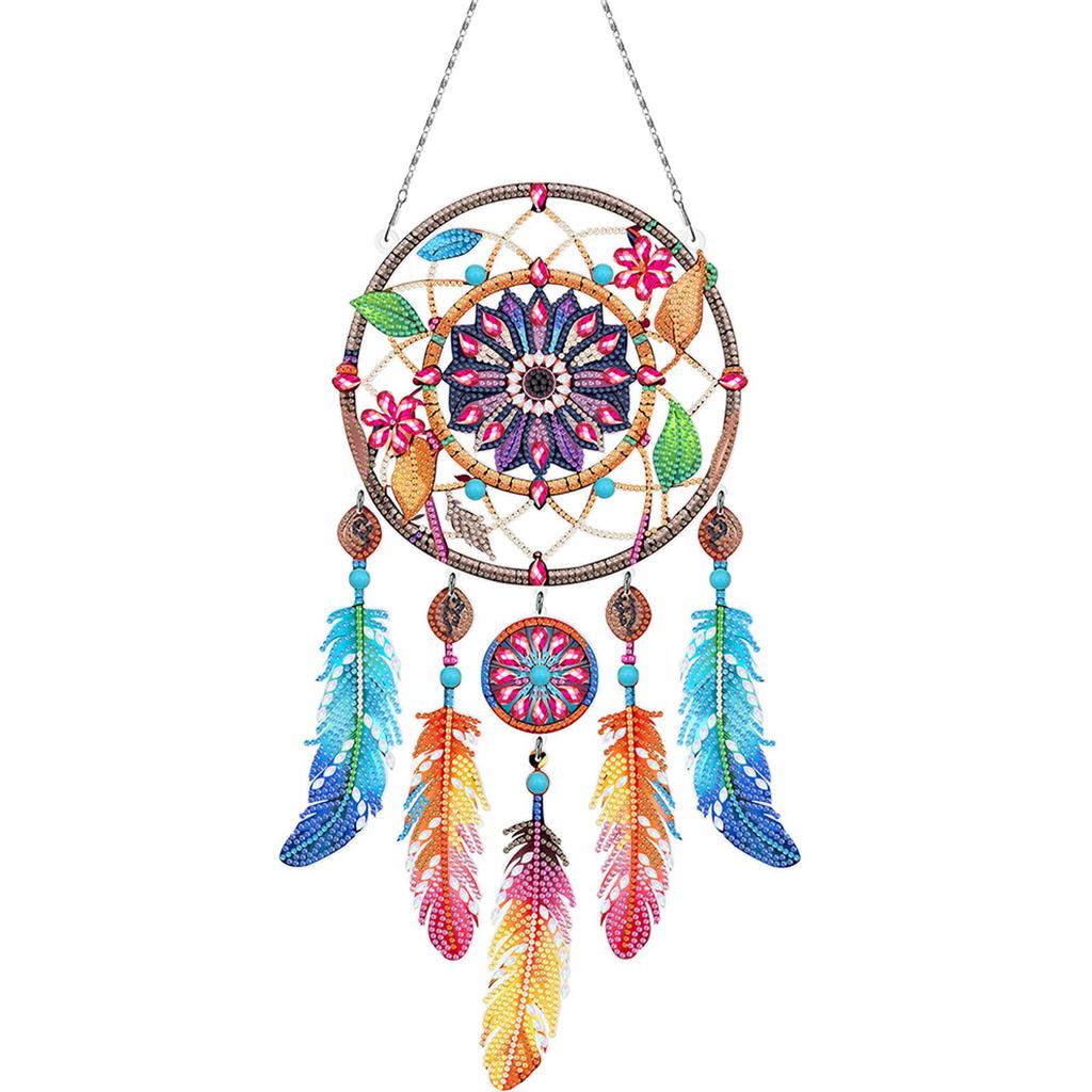 Dream Catcher 2D Flat DIY Rhinestone Diamond Art Window Pendants Special Shape Diamond Art Pendant Wall Decor for Home & Windows