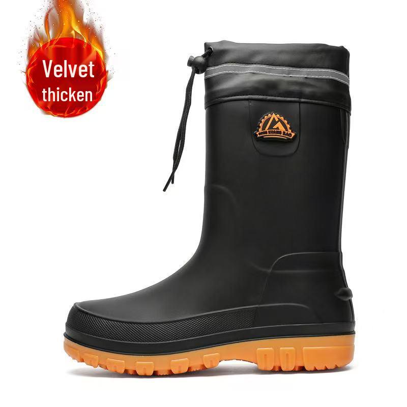 Men's Korean Style Waterproof Mid-Calf Rubber Rain Boots - Non-Slip, Slip-On Casual Fashion Shoes