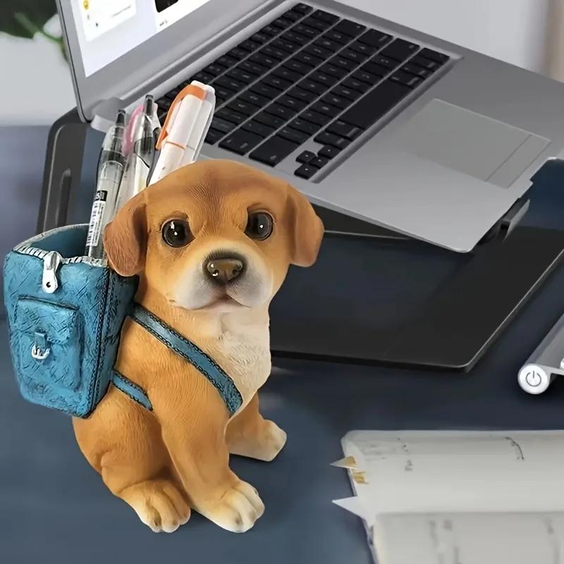 1pc Dog-Shaped Desk Organizer, ABS Material, Backpack Design, Creative, Polished Finish, Portable, Unique, with Pen Holder