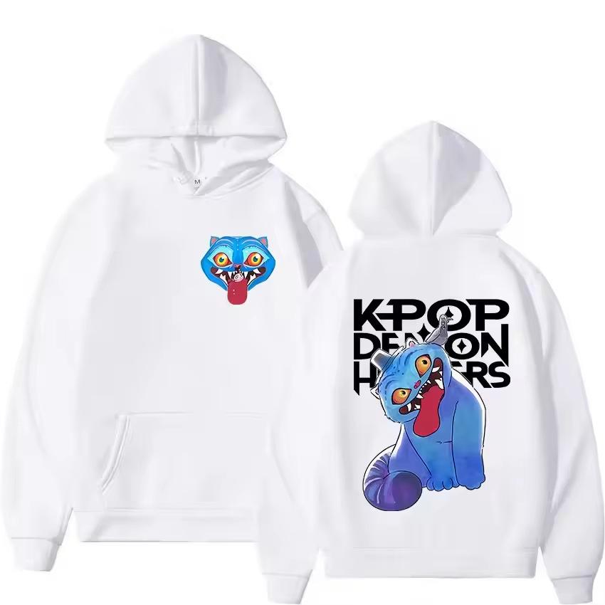 

K-pop Охотники на демонов Нелепый Тигр Принт Толстовки Мода Крутой Харадзюку Худи Осень Свитшот Мужской Женский Повседневный Пуловер XXS белый