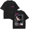 Anime Nana Osaki Vintage Washed T-shirts Grunge Black Stones Y2k Streetwear 90s Cartoon Oversized Short Sleeve T Shirt Unisex
