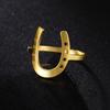 U-Shaped Horseshoe Women Ring Stainless Steel Gold Color Finger Rings Fashion Lucky Jewelry Birthday Gift for Friends