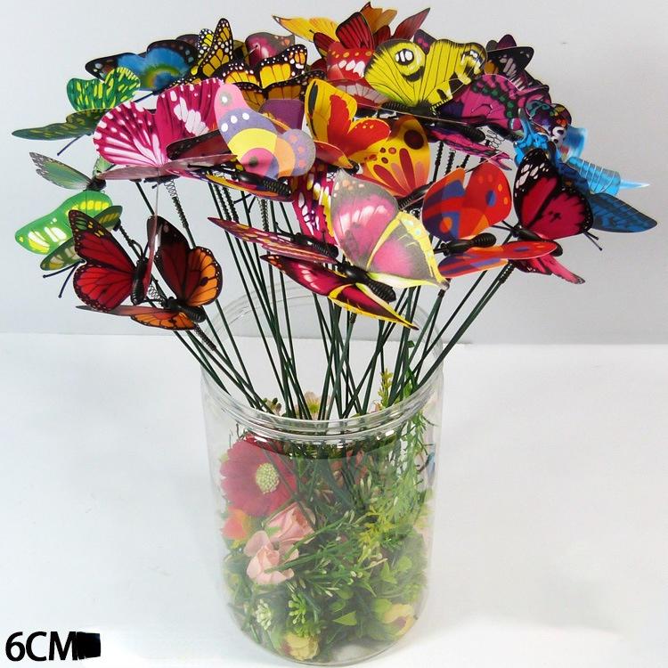 50Pcs Butterflies Garden Yard Planter Colorful Whimsical Butterfly Stakes Decoration Home Outdoor Flower Pots Decor Supplies
