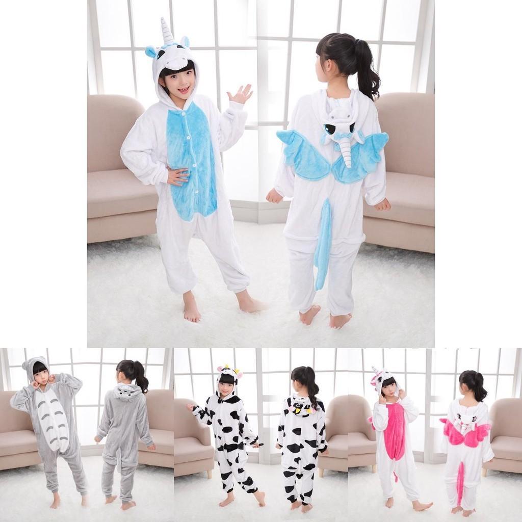 Premium Quality Halloween Kids Pajamas Cosplay Costume Featuring Pokemon Pikachu Dragon Cow Designs