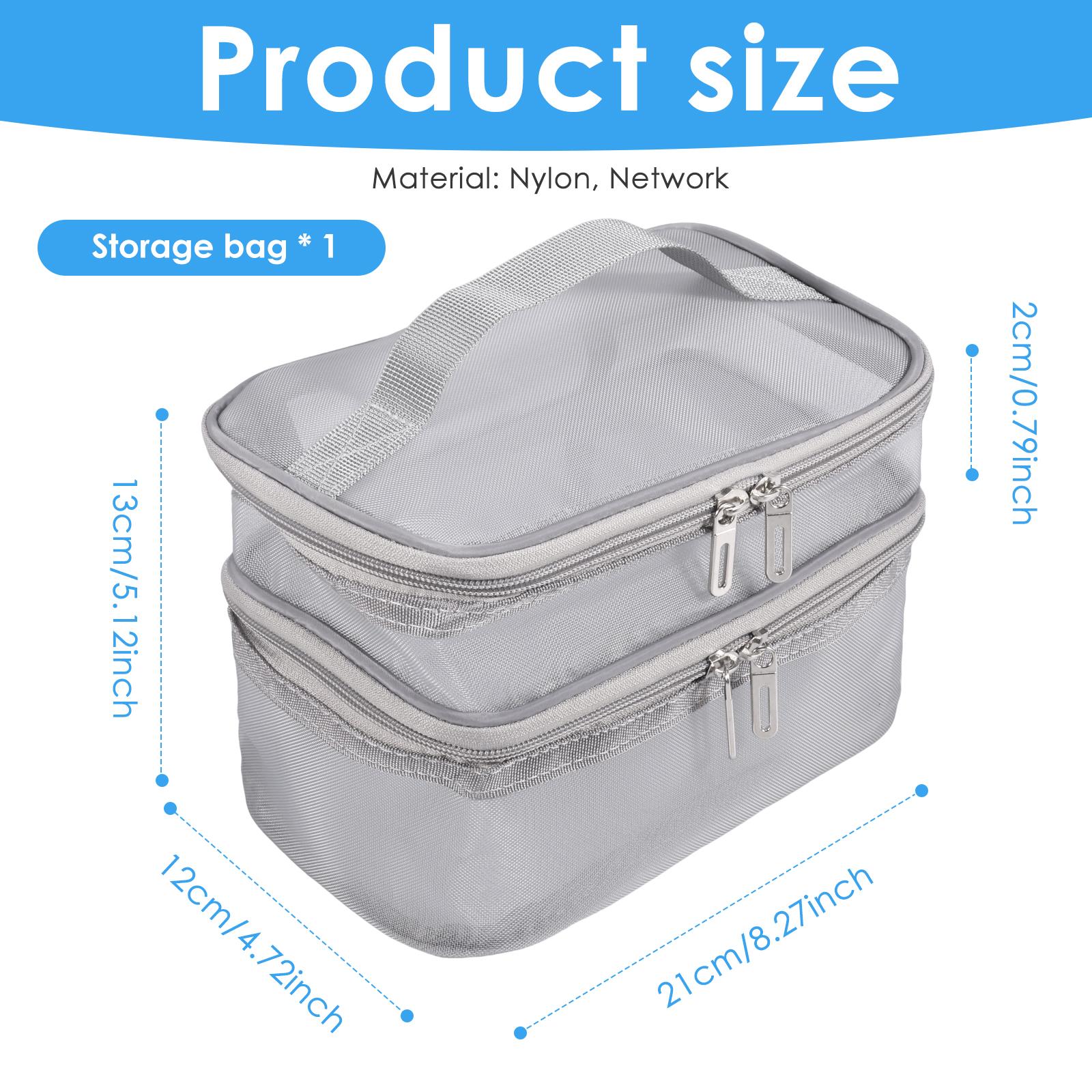

Double Layer Mesh Makeup Bag Large Capacity Transparent Travel Toiletry Bag with Handle Portable Cosmetic Storage Bag for Travel