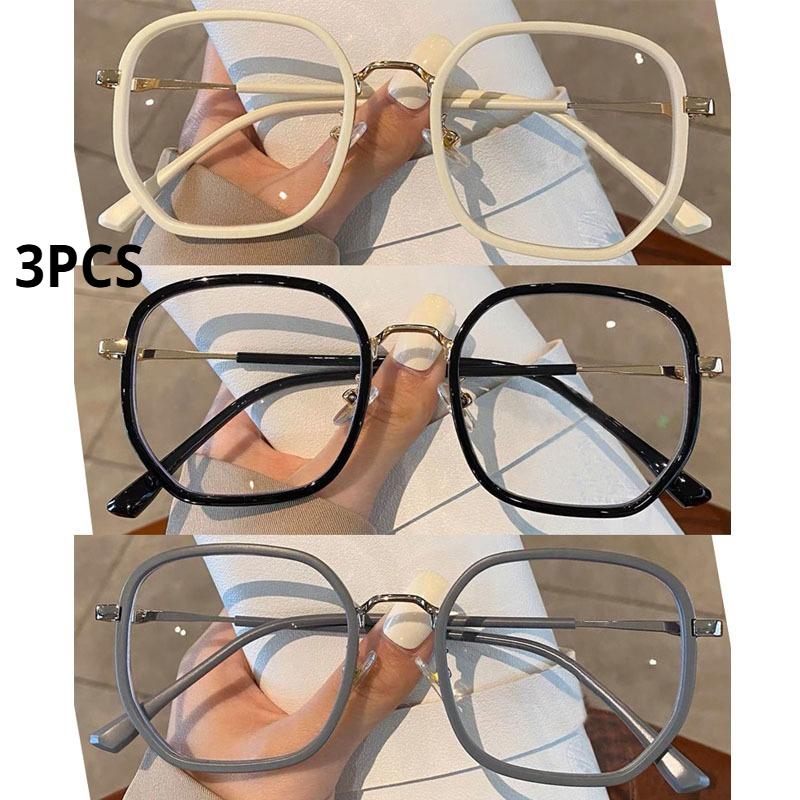 3Pcs Women'S Anti Blue Light Myopia Glasses Fashionable Ultra Light Large Frame Glasses Personalized High-End Myopia Glasses