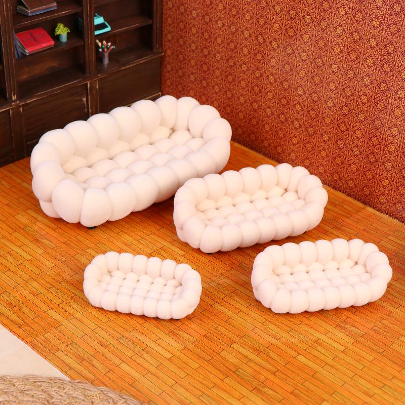 Dollhouse Simulation Cloud Sofa Model Dollhouse Living Room Furniture Decoration Dolls House Micro Scene Pretend Play Toys