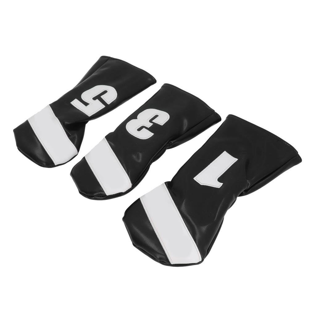 3PCS Head Cover PU Leather Waterproof Protective Headcovers Set with Plush Lining for Woods