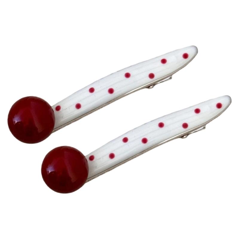 

Стильный аксессуар для волос в форме сердца в горошек Металлическая заколка Надежная фиксация для всех причесок Долговечный