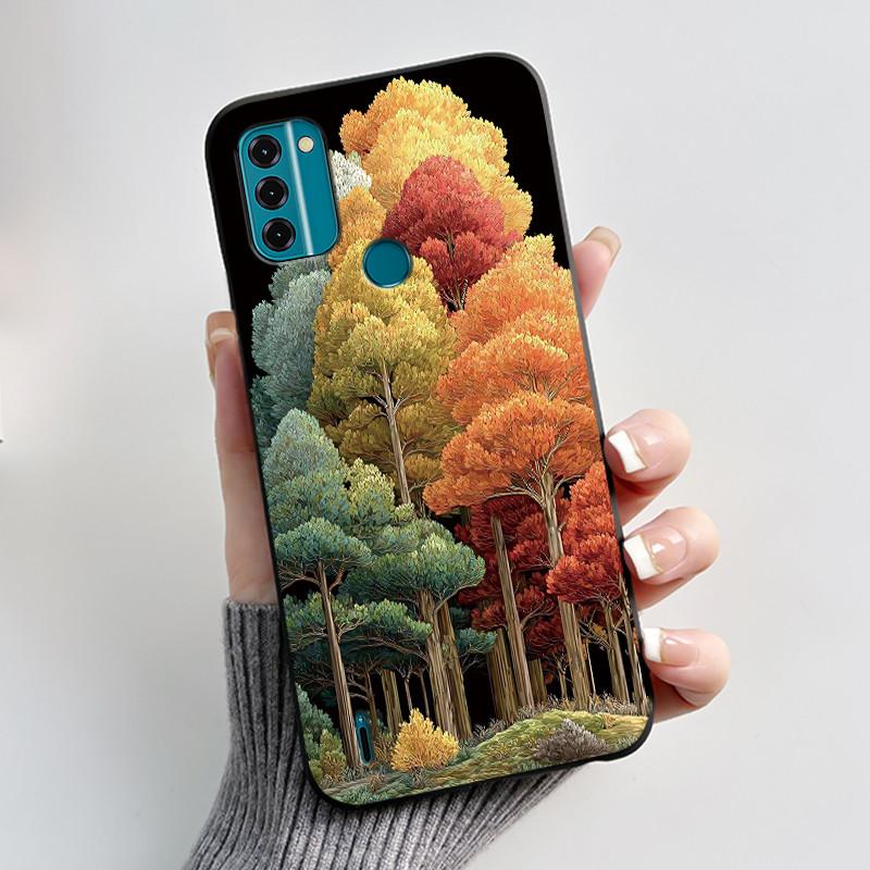 

New Trendy Style Anti-scratch Soft Black Case For Nokia C31 Aesthetic Golden Butterflie And Flower Printed Pattern Back Casing Nokia C31