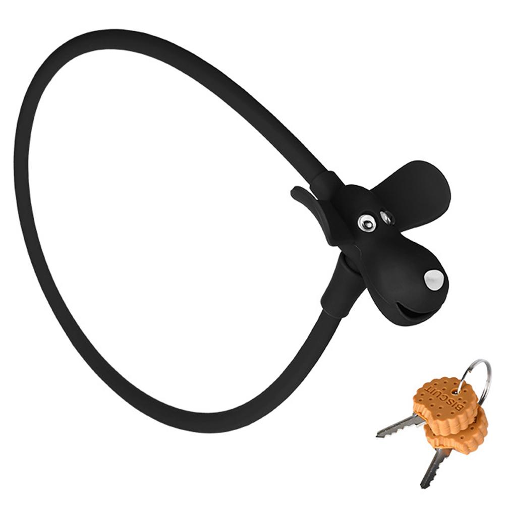 Cute Dog Bicycle Lock with 2 Cookie Keys Puppy Bike Safety Lock Creative Silicone Covered Bike Lock Bicycle Accessories чёрный